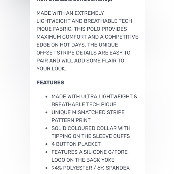 G/Fore Offset Striped Men’s Golf Polo Lt. Blue/Pink-Size XL NWT⛳️ - Picture 4 of 5